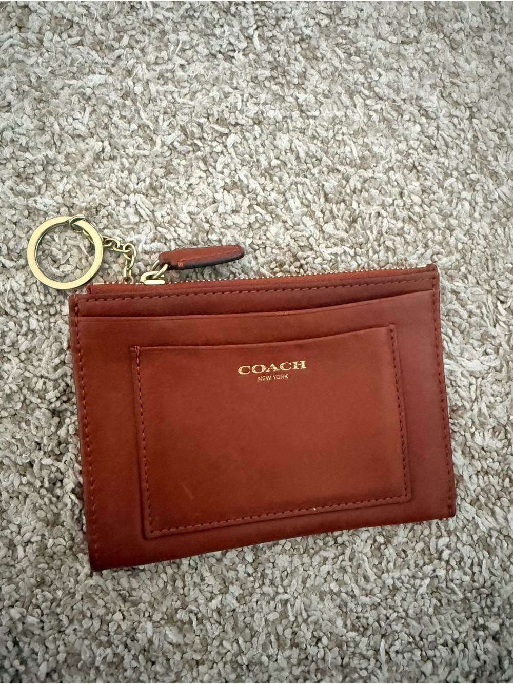 Coach leather card holder wallet with key ring